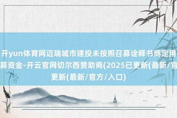 开yun体育网迈瑞城市建投未按照召募诠释书商定用途使用召募资金-开云官网切尔西赞助商(2025已更新(最新/官方/入口)